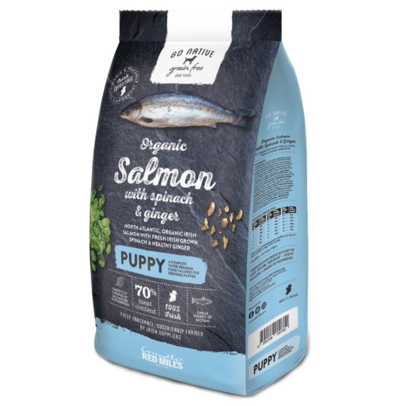 puppy food go native grain free salmon with spinach and ginger for small dogs produced by connolly's red mills